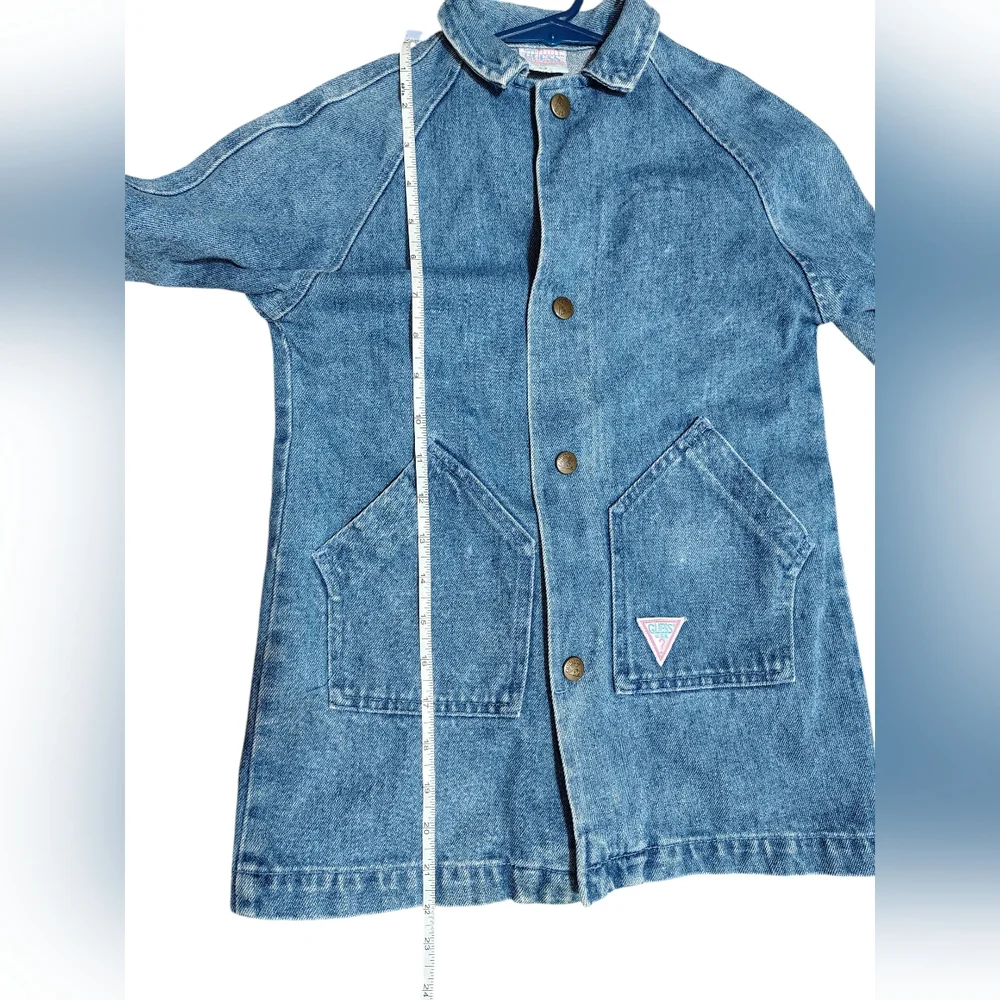 Vintage GUESS by Georges Marciano Kids‎ Denim Trench Coat Made in USA Rare 80s